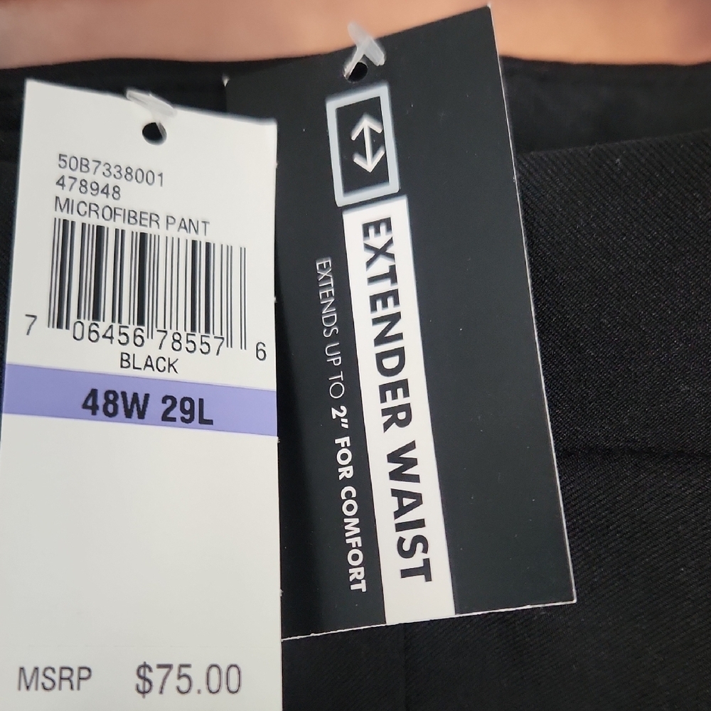 Van Heusen Men's Classic Black Dress Pants, Size 48W And 29L. - Picture 7 of 14